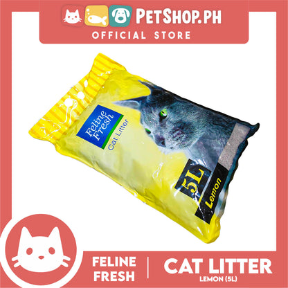 Feline Fresh Cat Litter Sand 5 Liters (Lemon Scent) 99% Dust-Free, High Absorbency, Minimal Tracking For Cats Of All Ages