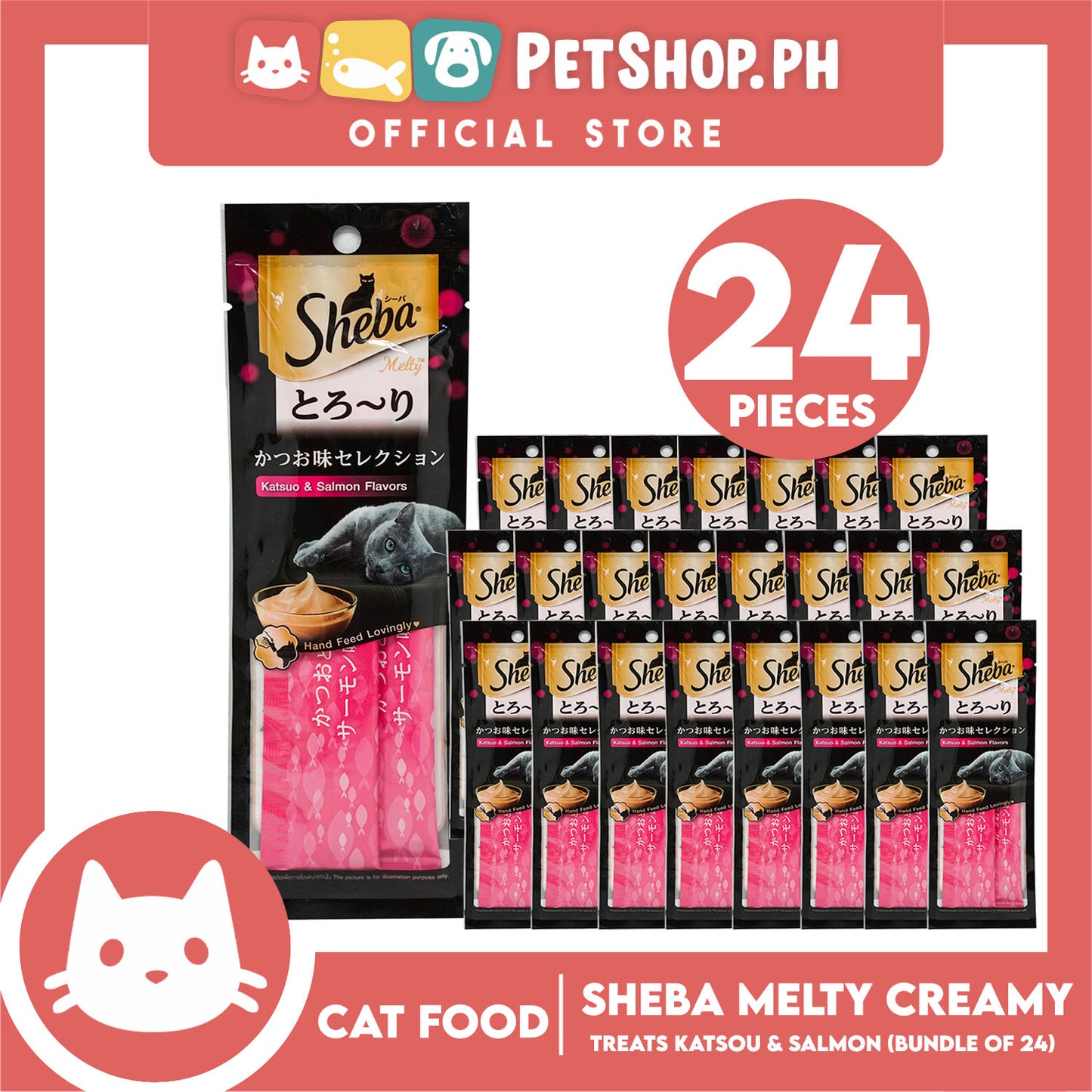 24pcs Sheba Melty Katsou and Salmon Creamy Cat Treat 24g Premium Cat Snack Food