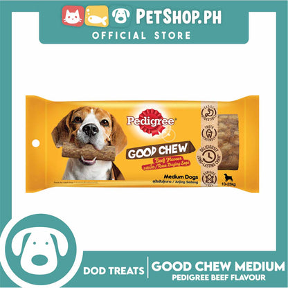 Pedigree Good Chew For Medium Dogs 10-25kg (Beef Flavor) Easily Digestible, Tooth Friendly, Deliciously Long Lasting Chew, Rawhide Free, Dog Chews, Dental Treats