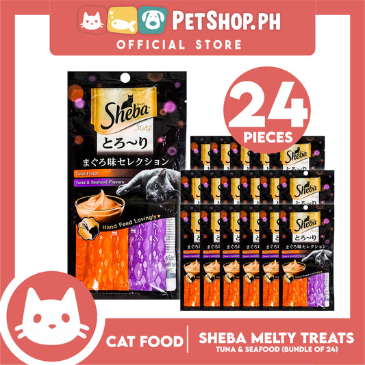 24pcs Sheba Melty Tuna Seafood Flavors Hand Feed Lovingly 12g x 96 sachets Cat Treats
