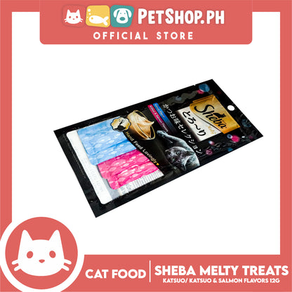 24pcs Sheba Melty Katsuo and Salmon Flavors Hand Feed Lovingly 12g x 96 sachets Cat Treats