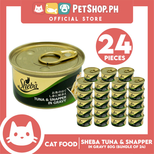 24pcs Sheba Succulent Tuna and Snapper in Gravy 85g Grain-Free Cat Wet Food