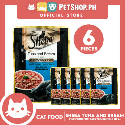 6pcs Sheba Tuna and Bream Flavor 70g Fine Food for Cats