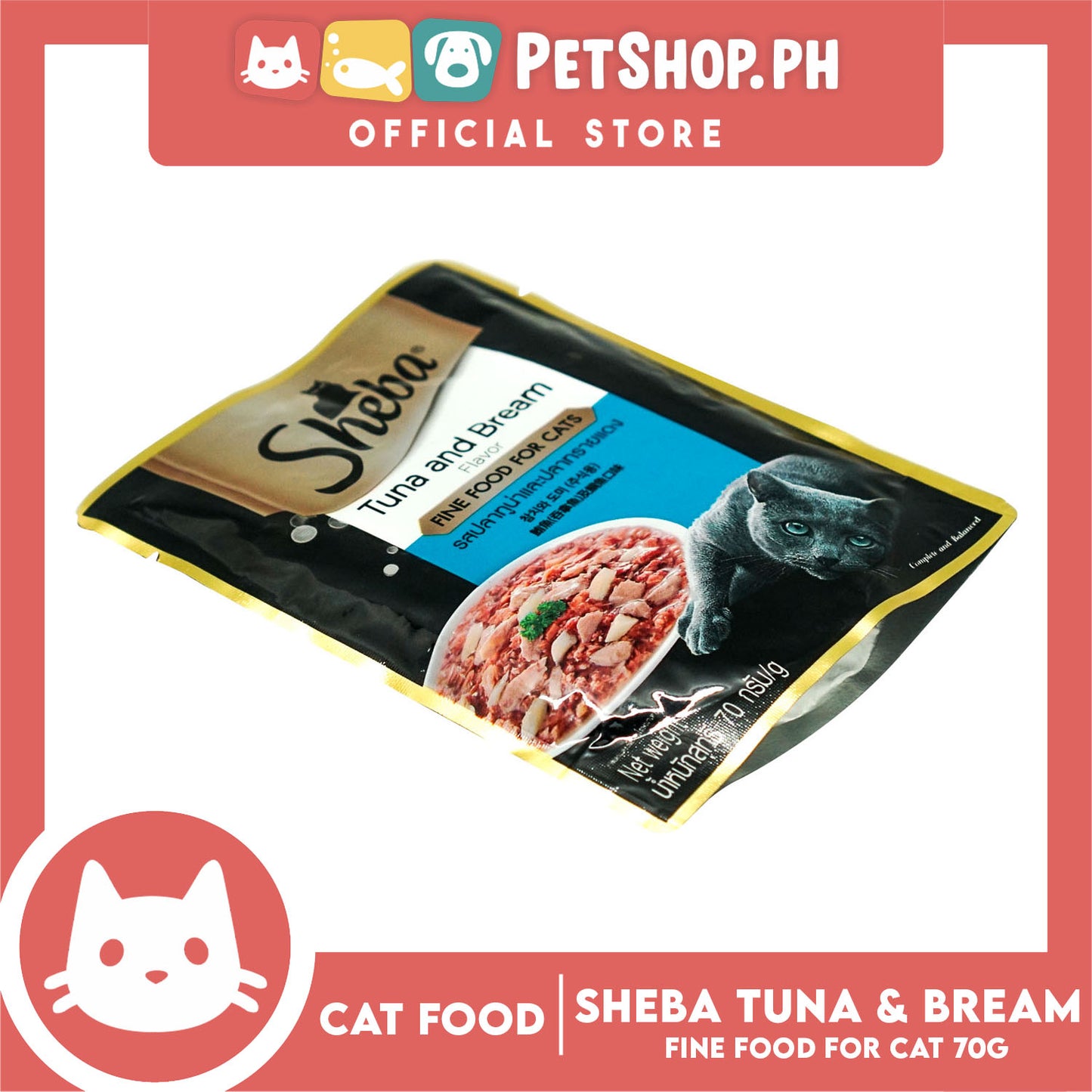 6pcs Sheba Tuna and Bream Flavor 70g Fine Food for Cats