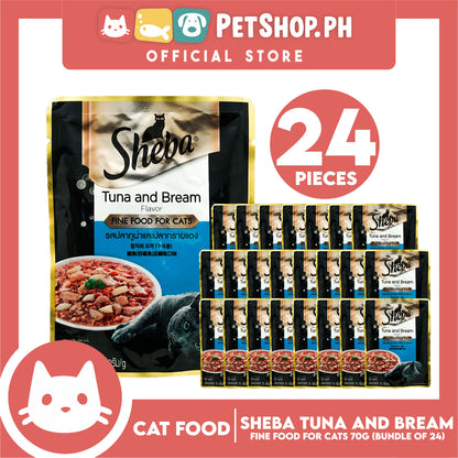 24pcs Sheba Tuna and Bream Flavor 70g Fine Food for Cats