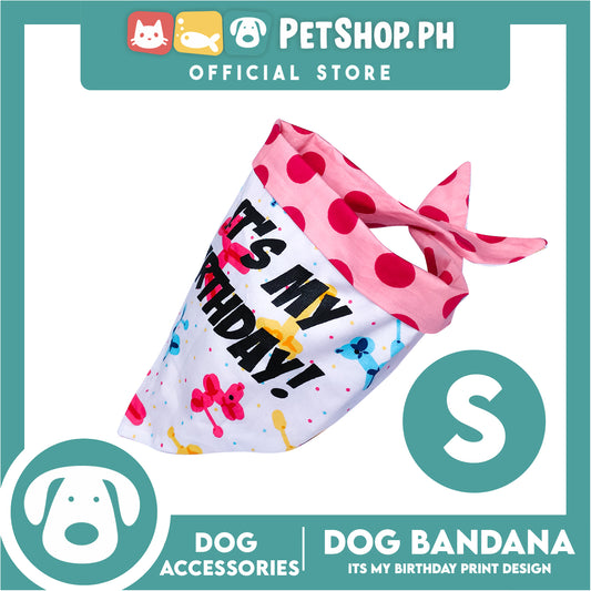 Pet Bandana Collar Scarf Reversible Its's My Birthday! Designs DB-CTN28S (Small) Perfect Fit For Dogs And Cats, Breathable, Soft Lightweight Pet Bandana