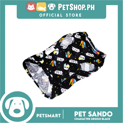 Pet Sando With Character Design, Black Color DG-CTN106L (Large) Perfect Fit For Dogs And Cats, Breathable Clothes, Soft Lightweight Cool Pet Clothing