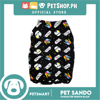 Pet Sando With Character Design, Black Color DG-CTN106L (Large) Perfect Fit For Dogs And Cats, Breathable Clothes, Soft Lightweight Cool Pet Clothing