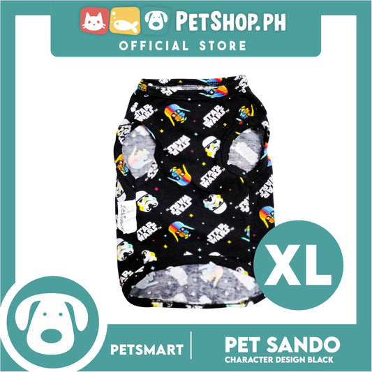Pet Sando With Character Design, Black Color DG-CTN106XL (XL) Perfect Fit For Dogs And Cats, Breathable Clothes, Soft Lightweight Pet Clothing