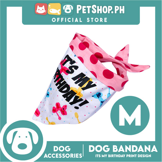 Pet Bandana Collar Scarf Reversible Its's My Birthday! Designs DB-CTN28M (Medium) Perfect Fit For Dogs And Cats, Breathable, Soft Lightweight Pet Bandana