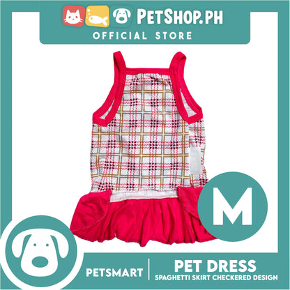 Pet Dress Spaghetti Skirt Checkered Design, Pink Color DG-CTN109M (Medium) Perfect Fit For Dogs And Cats, Breathable Clothes, Soft Lightweight Pet Clothing