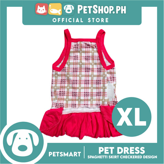 Pet Dress Spaghetti Skirt Checkered Design, Pink Color DG-CTN109XL (XL) Perfect Fit For Dogs And Cats, Breathable Clothes, Soft Lightweight Pet Clothing