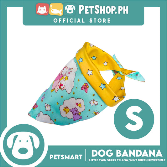 Pet Bandana Collar Scarf Reversible, Little Twin Stars Designs, Yellow Color DB-CTN22S (Small) Perfect Fit For Dogs And Cats, Breathable, Soft Lightweight Pet Bandana