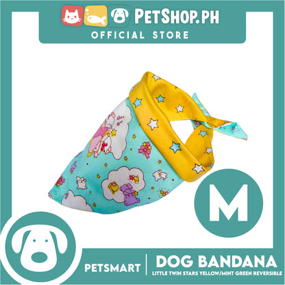 Pet Bandana Collar Scarf Reversible, Little Twin Stars Designs, Yellow Color DB-CTN22M (Medium) Perfect Fit For Dogs And Cats, Breathable, Soft Lightweight Pet Bandana
