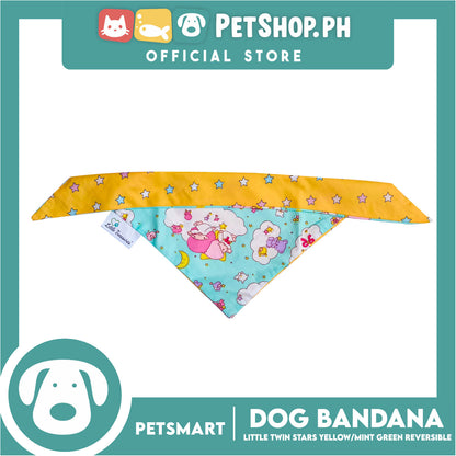 Pet Bandana Collar Scarf Reversible, Little Twin Stars Designs, Yellow Color DB-CTN22M (Medium) Perfect Fit For Dogs And Cats, Breathable, Soft Lightweight Pet Bandana