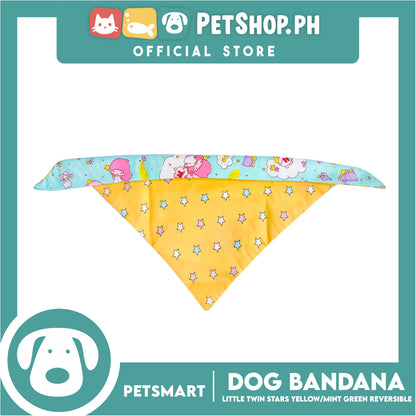 Pet Bandana Collar Scarf Reversible, Little Twin Stars Designs, Yellow Color DB-CTN22M (Medium) Perfect Fit For Dogs And Cats, Breathable, Soft Lightweight Pet Bandana