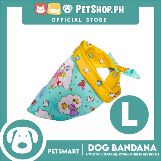 Pet Bandana Collar Scarf Reversible, Little Twin Stars Designs, Yellow Color DB-CTN22L (Large) Perfect Fit For Dogs And Cats, Breathable, Soft Lightweight Pet Bandana
