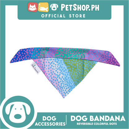 Pet Bandana Collar Scarf Reversible Colorful With Dots Designs DB-CTN25S (Small) Perfect Fit For Dogs And Cats, Breathable, Soft Lightweight Pet Bandana