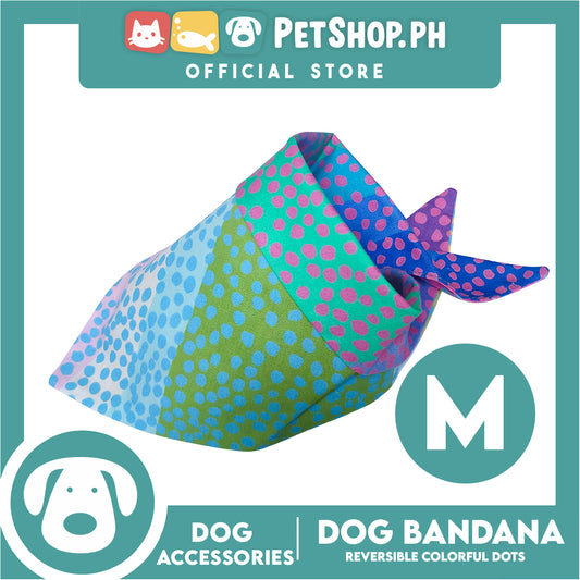 Pet Bandana Collar Scarf Reversible Colorful With Dots Designs DB-CTN25M (Medium) Perfect Fit For Dogs And Cats, Breathable, Soft Lightweight Pet Bandana