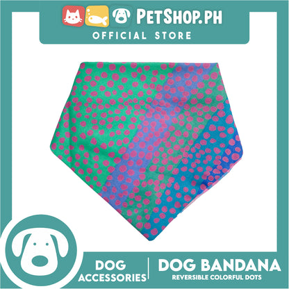 Pet Bandana Collar Scarf Reversible Colorful With Dots Designs DB-CTN25L (Large) Perfect Fit For Dogs And Cats, Breathable, Soft Lightweight Pet Bandana