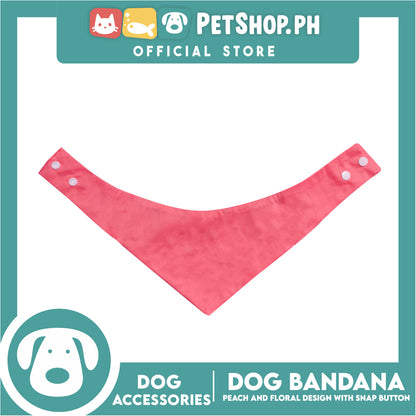 Pet Bandana Collar Scarf Reversible Tangerine With Pink Floral Collar Designs DB-CTN27S (Small) Perfect Fit For Dogs And Cats, Breathable, Soft Lightweight Pet Bandana