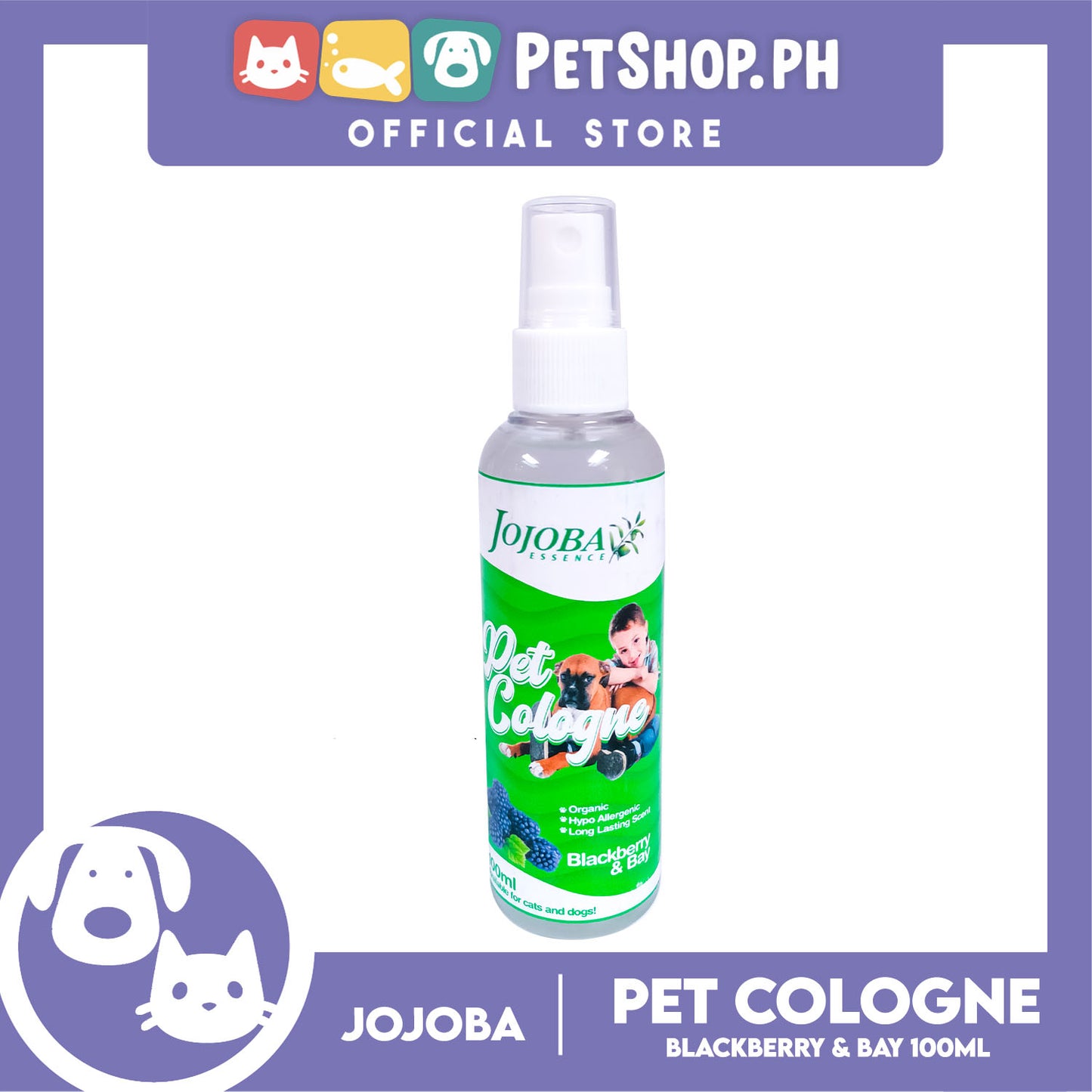 Jojoba Essence Pet Cologne Spray 100ml (Blackberry And Bay Scent)