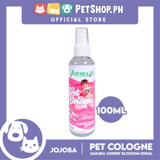 Jojoba Essence Pet Cologne Spray 100ml (Sakura Cherry Blossom Scent) Organic, Hypo Allergenic, Long Lasting Scent, Pet Cologne For Cats And Dogs