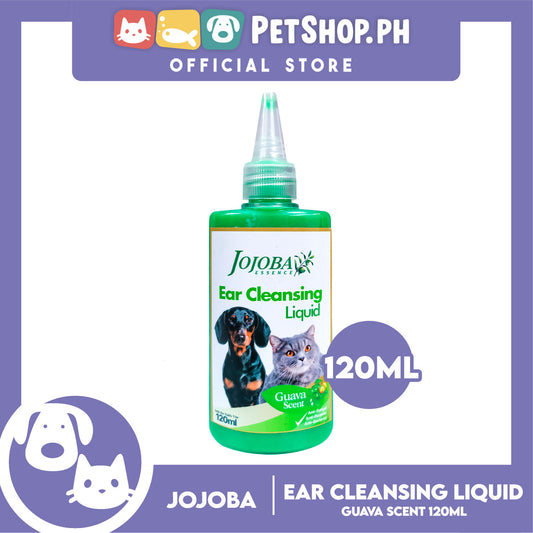 Jojoba Essence Ear Cleansing Liquid 120ml (Guava Scent) Anti-Fungal, Anti-Parasite, Anti-Bacterial For Dogs And Cats