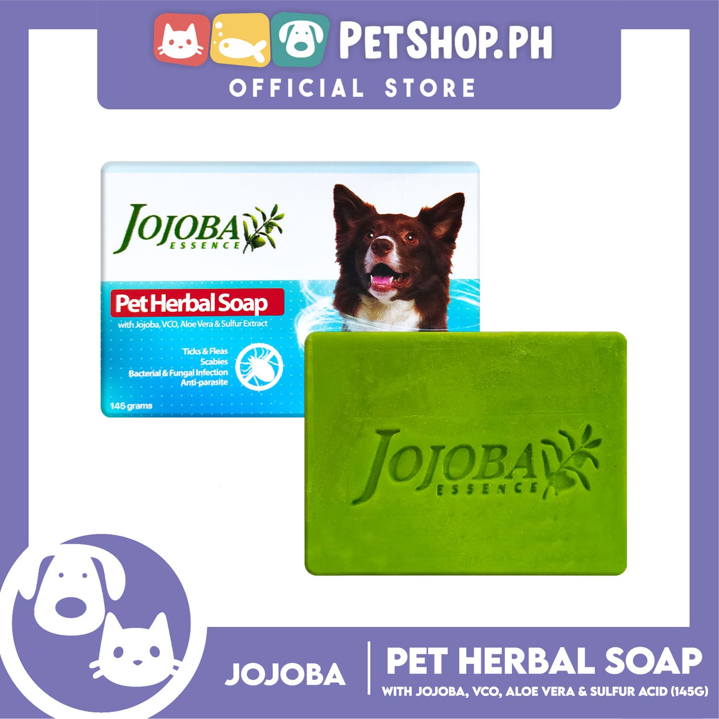 Jojoba Essence Pet Herbal Soap 145g For All Dogs And Cats