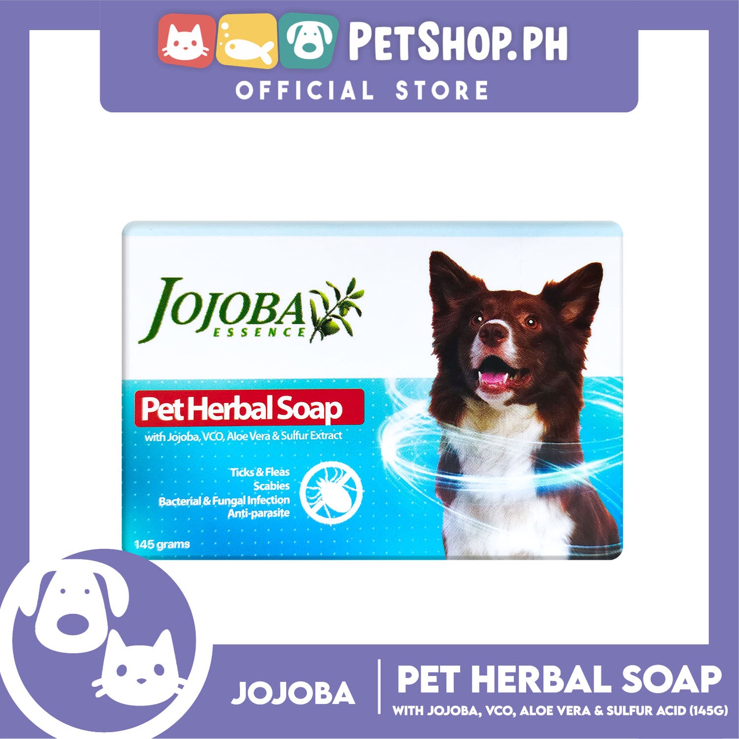Jojoba Essence Pet Herbal Soap 145g For All Dogs And Cats