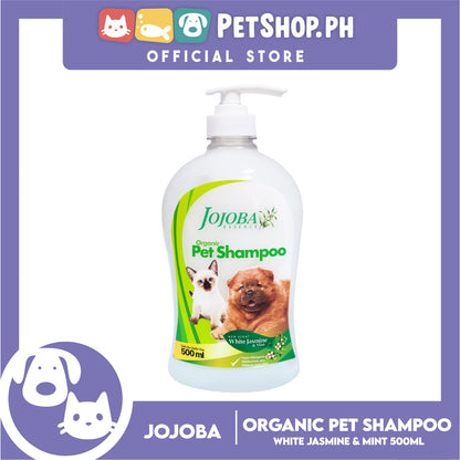 Jojoba Essence Organic Pet Shampoo 500ml (White Jasmine And Mint) Safe For Daily Use For Your Cats And Dogs