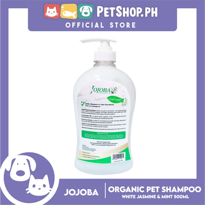 Jojoba Essence Organic Pet Shampoo 500ml (White Jasmine And Mint) Safe For Daily Use For Your Cats And Dogs
