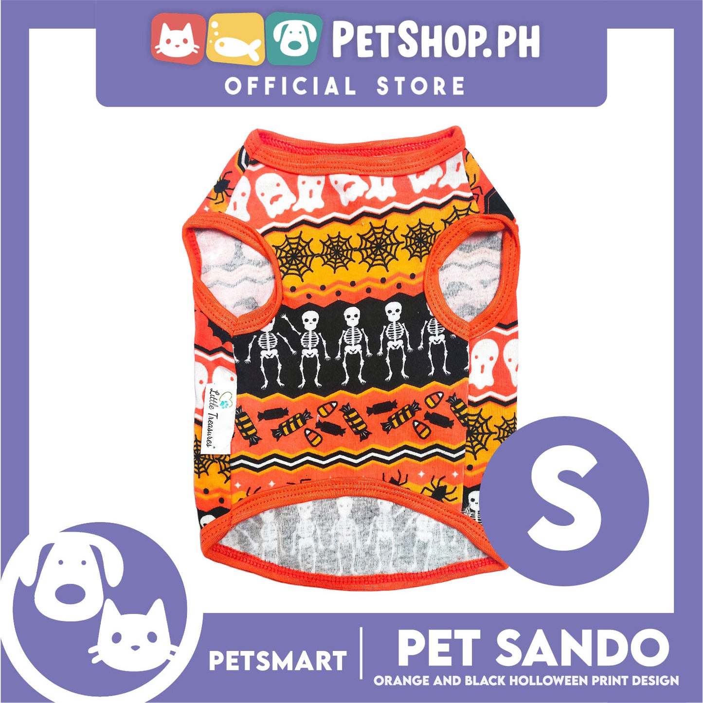 Pet Sando Halloween Design, Orange Black Color DG-CTN111S (Small)