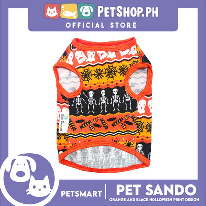 Pet Sando Halloween Design, Orange Black Color DG-CTN111XL (XL) Perfect Fit For Dogs And Cats, Breathable Sando Clothes, Soft Lightweight Pet Clothing