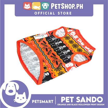 Pet Sando Halloween Design, Orange Black Color DG-CTN111XL (XL) Perfect Fit For Dogs And Cats, Breathable Sando Clothes, Soft Lightweight Pet Clothing