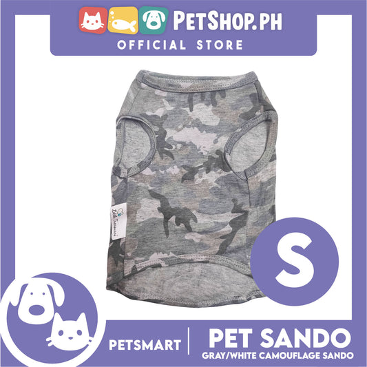 Pet Sando Camouflage Design, Gray White Color DG-CTN113(W)S (Small) Perfect Fit For Dogs And Cats, Breathable Sando Clothes, Soft Lightweight Pet Clothing