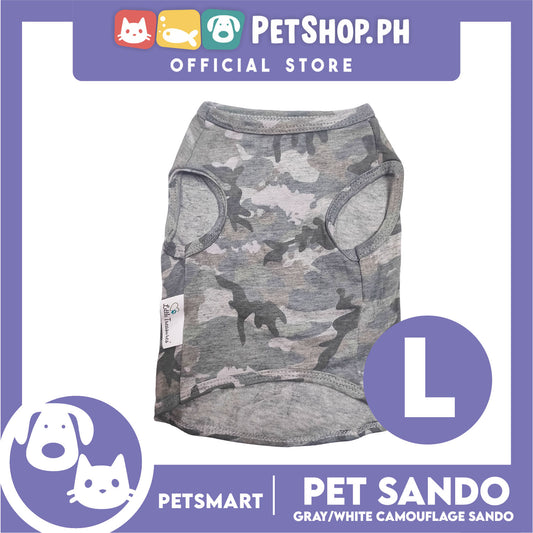 Pet Sando Camouflage Design, Gray White Color DG-CTN113(W)L (Large) Perfect Fit For Dogs And Cats, Breathable Sando Clothes, Soft Lightweight Pet Clothing