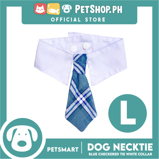 Pet Necktie Bandana Collar Scarf Blue Checkered Design DB-CTN31L (Large) Perfect Fit For Dogs And Cats, Breathable, Soft Lightweight Pet Bandana Collar Scarf