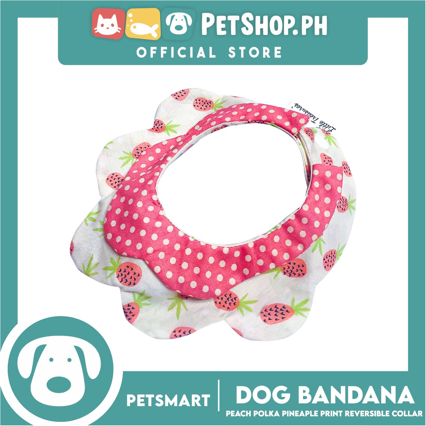 Pet Necktie Bandana Collar Scarf Peach Polka Dots Pineapple Design DB-CTN30M (Medium) Perfect Fit For Dogs And Cats, Breathable, Soft Lightweight Pet Bandana Collar Scarf