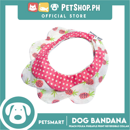 Pet Necktie Bandana Collar Scarf Peach Polka Dots Pineapple Design DB-CTN30M (Medium) Perfect Fit For Dogs And Cats, Breathable, Soft Lightweight Pet Bandana Collar Scarf