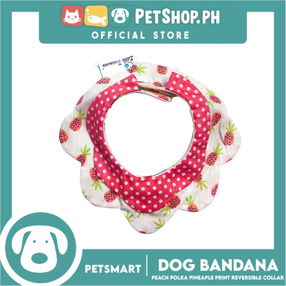 Pet Necktie Bandana Collar Scarf Peach Polka Dots Pineapple Design DB-CTN30M (Medium) Perfect Fit For Dogs And Cats, Breathable, Soft Lightweight Pet Bandana Collar Scarf