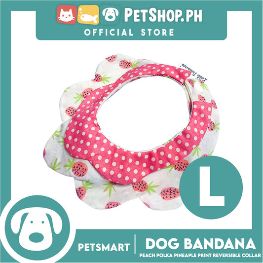 Pet Necktie Bandana Collar Scarf Peach Polka Dots Pineapple Design DB-CTN30L (Large) Perfect Fit For Dogs And Cats, Breathable, Soft Lightweight Pet Bandana Collar Scarf