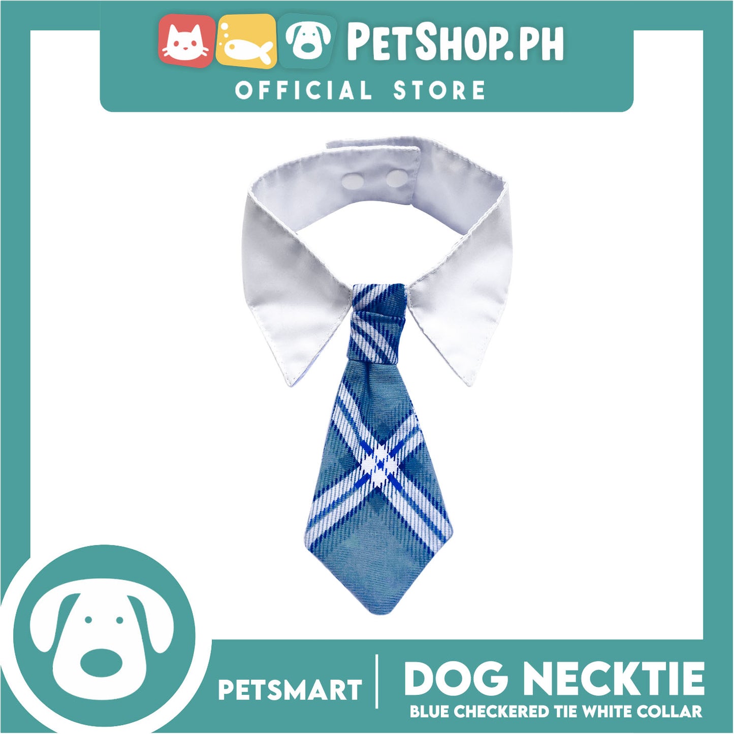Pet Necktie Bandana Collar Scarf Blue Checkered Design DB-CTN31XL (XL) Perfect Fit For Dogs And Cats, Breathable, Soft Lightweight Pet Bandana Collar Scarf