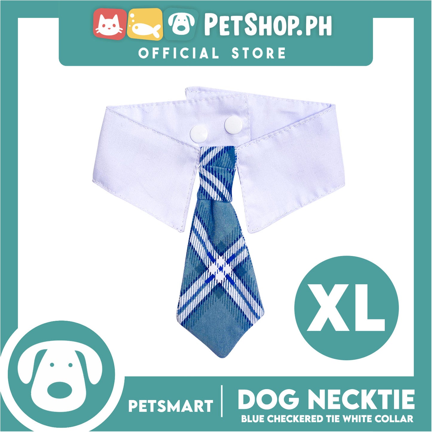 Pet Necktie Bandana Collar Scarf Blue Checkered Design DB-CTN31XL (XL) Perfect Fit For Dogs And Cats, Breathable, Soft Lightweight Pet Bandana Collar Scarf