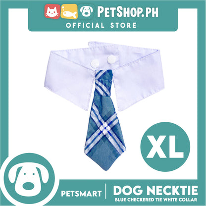 Pet Necktie Bandana Collar Scarf Blue Checkered Design DB-CTN31XL (XL) Perfect Fit For Dogs And Cats, Breathable, Soft Lightweight Pet Bandana Collar Scarf