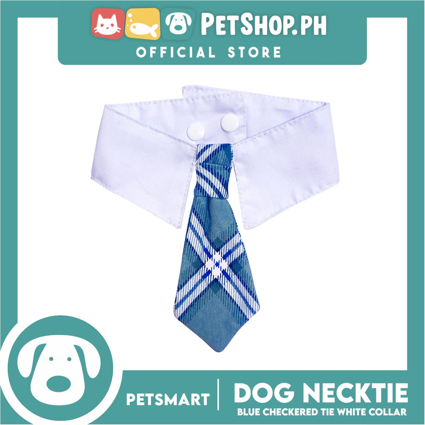 Pet Necktie Bandana Collar Scarf Blue Checkered Design DB-CTN31XL (XL) Perfect Fit For Dogs And Cats, Breathable, Soft Lightweight Pet Bandana Collar Scarf