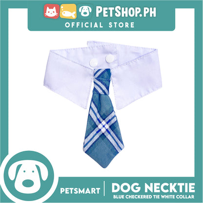 Pet Necktie Bandana Collar Scarf Blue Checkered Design DB-CTN31XL (XL) Perfect Fit For Dogs And Cats, Breathable, Soft Lightweight Pet Bandana Collar Scarf