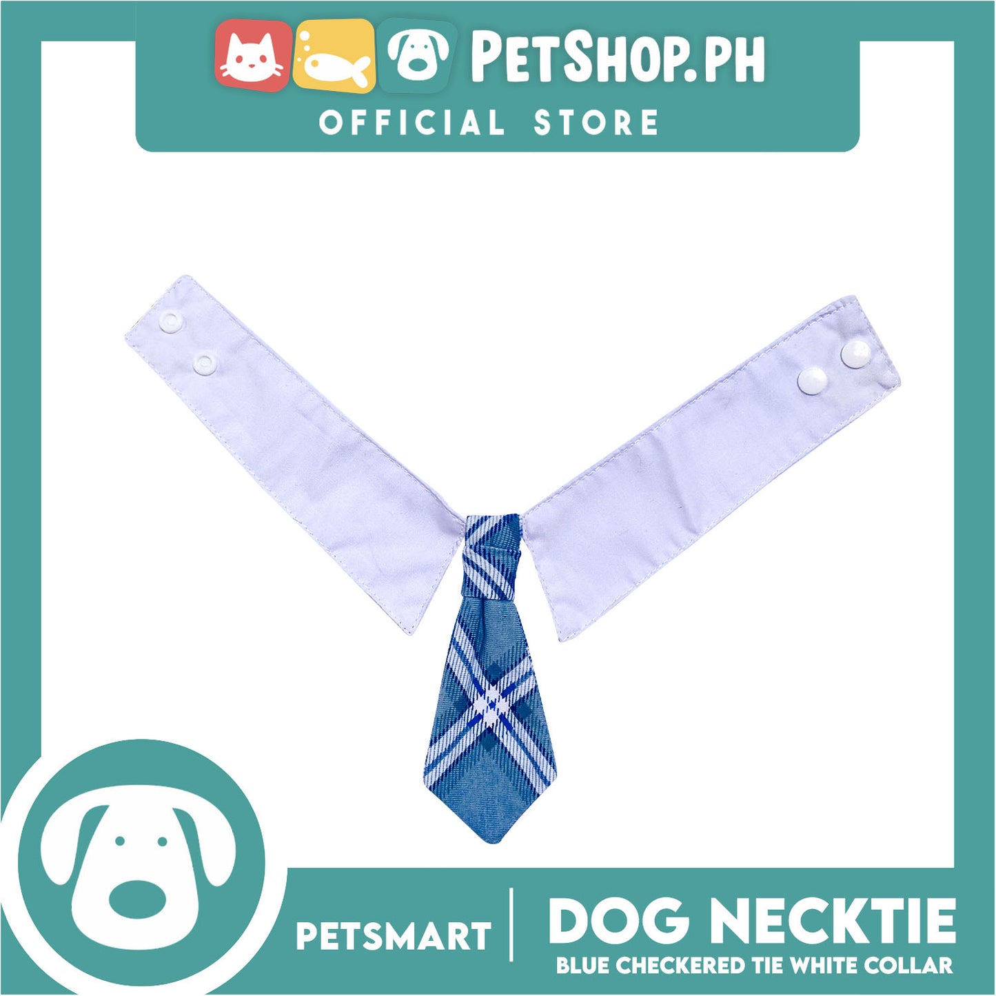 Pet Necktie Bandana Collar Scarf Blue Checkered Design DB-CTN31XL (XL) Perfect Fit For Dogs And Cats, Breathable, Soft Lightweight Pet Bandana Collar Scarf