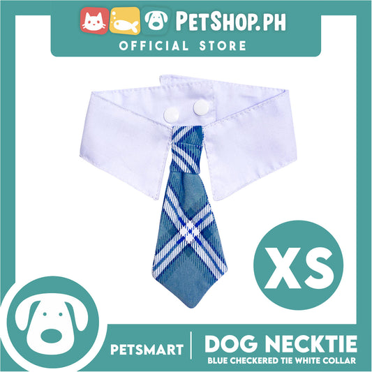 Pet Necktie Bandana Collar Scarf Blue Checkered Design DB-CTN31XS (XS) Perfect Fit For Dogs And Cats, Breathable, Soft Lightweight Pet Bandana Collar Scarf