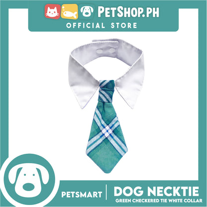Pet Necktie Bandana Collar Scarf Green Chekered Design  DB-CTN32M (Medium) Perfect Fit For Dogs And Cats, Breathable, Soft Lightweight Pet Bandana Collar Scarf